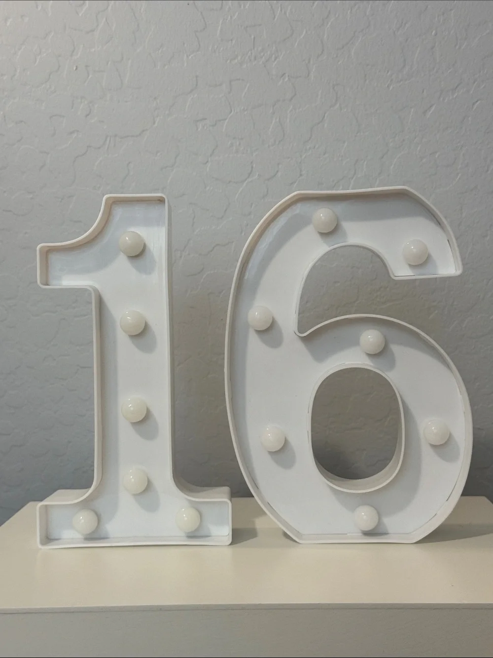 White Light-Up Number 16 Decorative Marquee